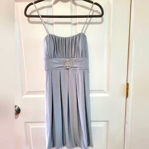 (M)🆕️🔥B Starlet🔥Elegant Silver Gray Balloon Hem Dress w Rhinestone Accent